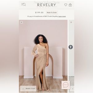Revelry Champagne Velvet one shoulder dress